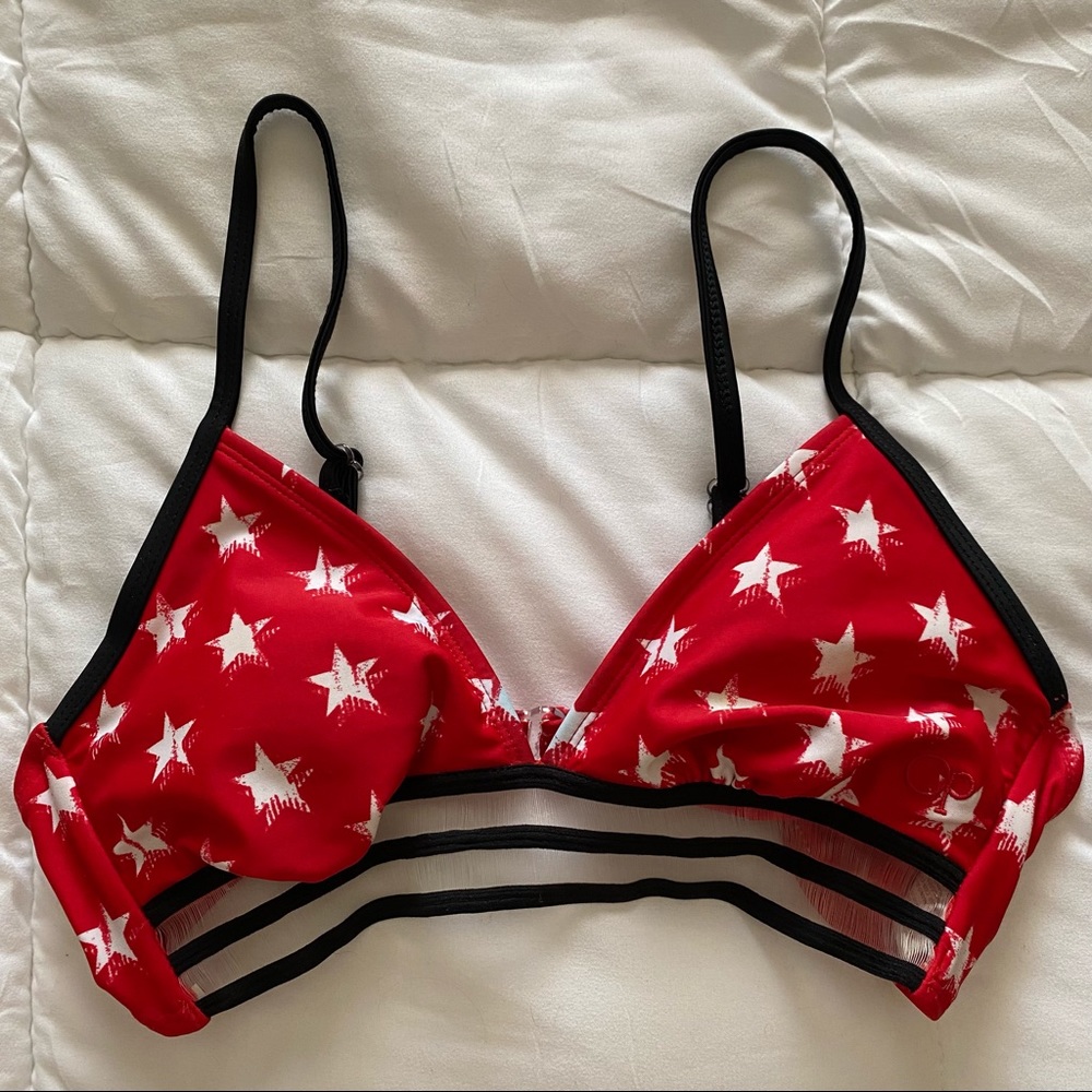 Medium Red Star with Mesh Bikini Top OP